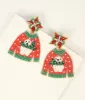 Red Beaded Holiday Sweater Drop Earrings sold by Unique Vintage