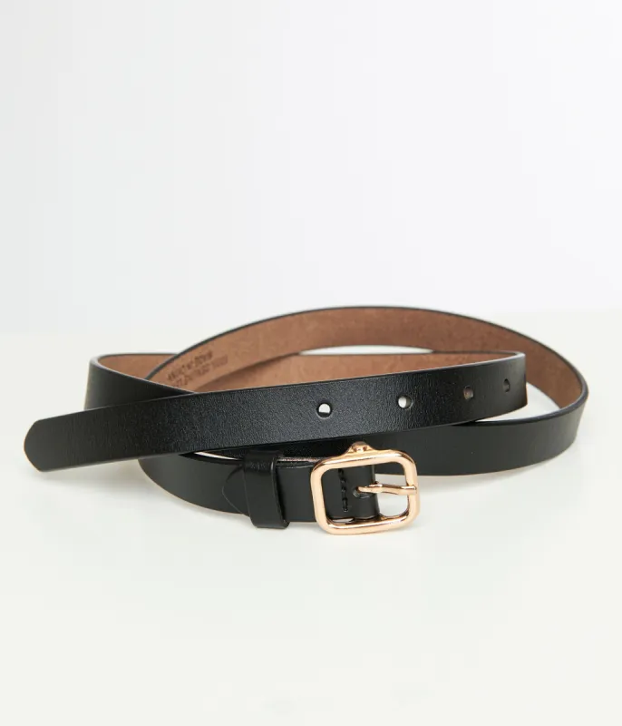 Black Skinny Leatherette Belt sold by Unique Vintage
