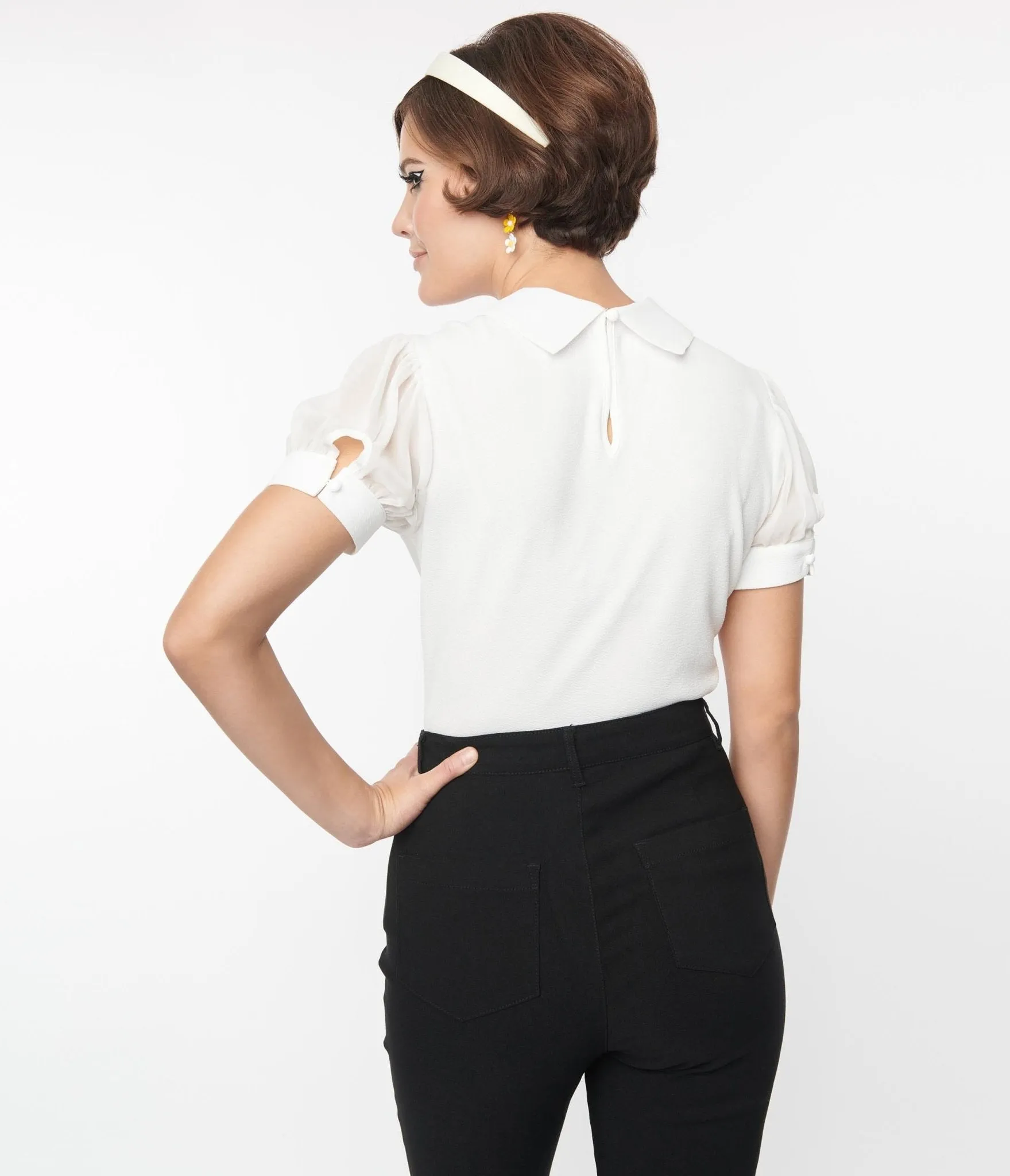 Smak Parlour White Knit Top sold by Unique Vintage product image thumbnail 3