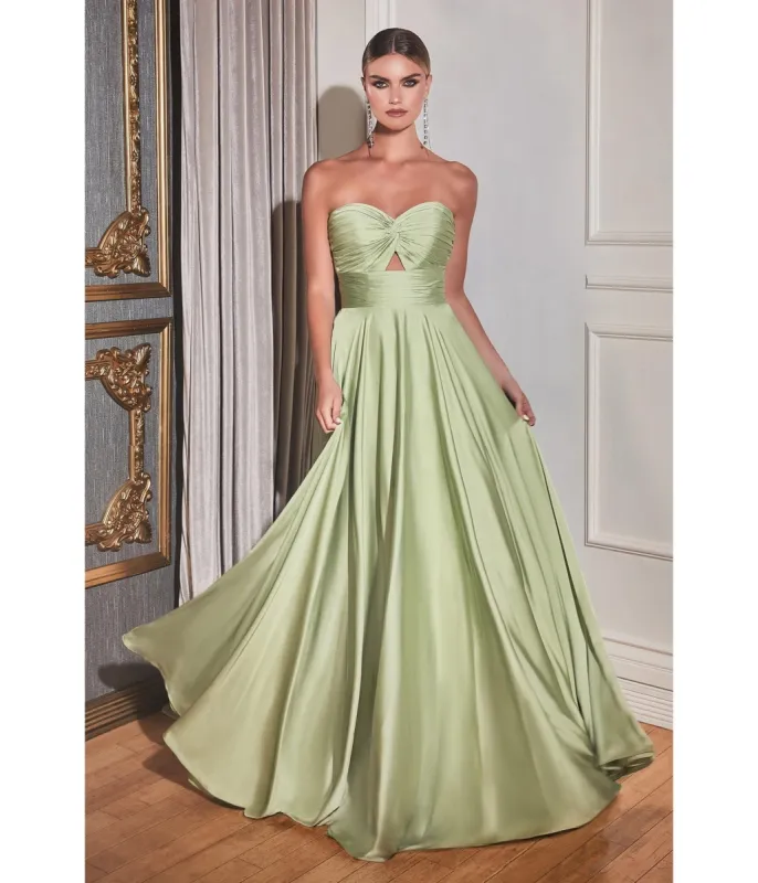 Cinderella Divine Sage Satin Strapless Keyhole Evening Gown sold by Unique Vintage