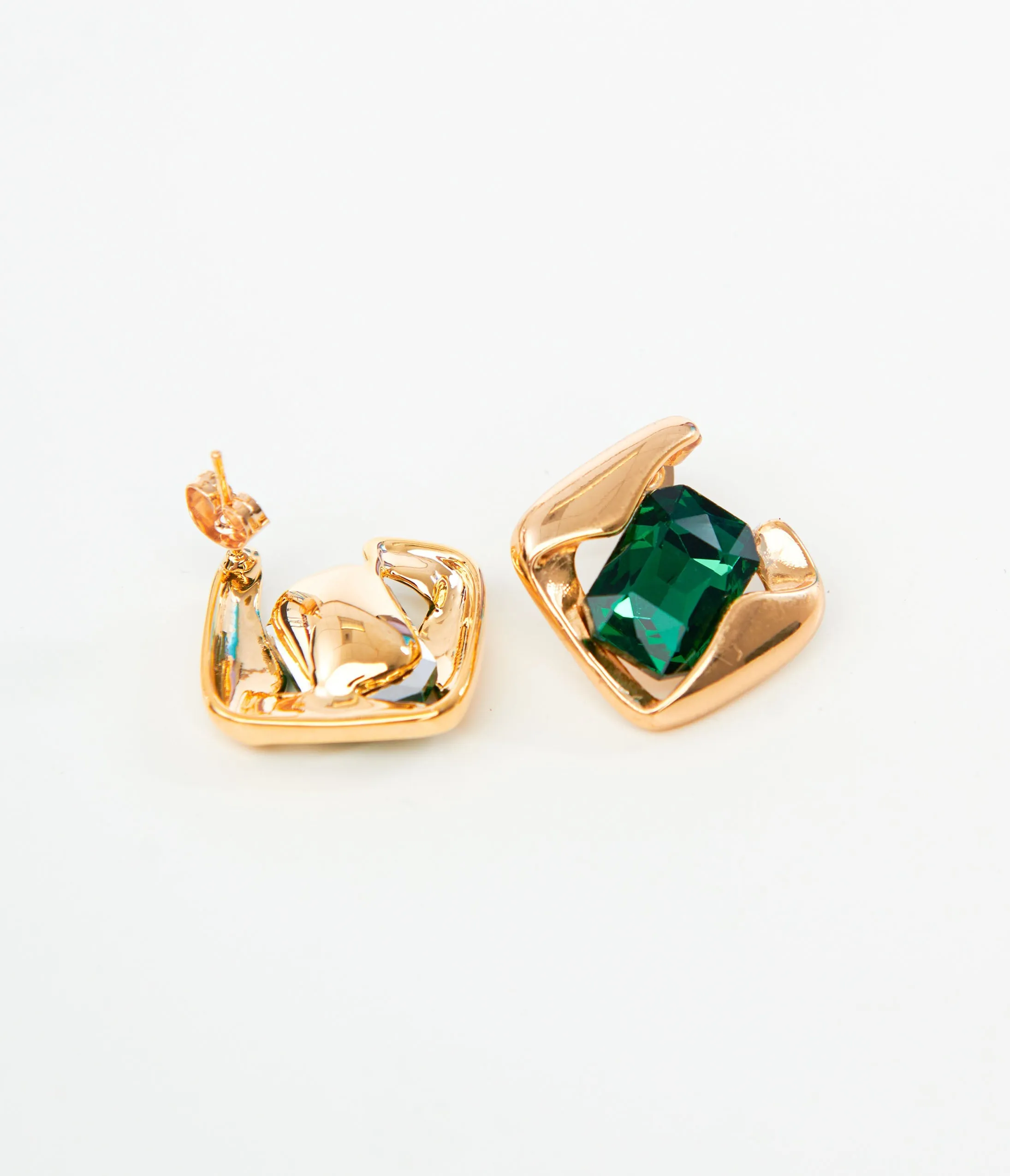 1920s Emerald & Gold Earrings sold by Unique Vintage product image thumbnail 3