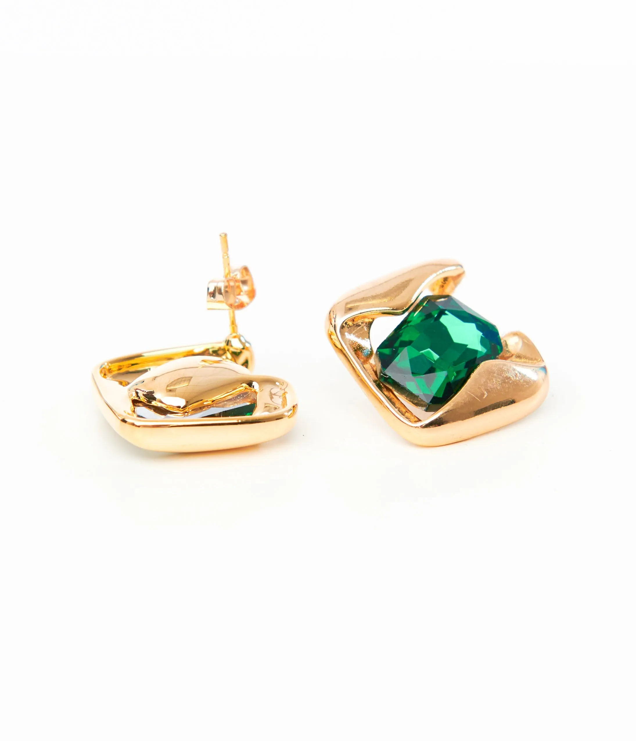 1920s Emerald & Gold Earrings sold by Unique Vintage product image thumbnail 2