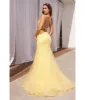 Cinderella Divine Yellow Floral & Beaded Corset Mermaid Gown sold by Unique Vintage