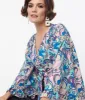 Smak Parlour Blue & Purple Psychedelic Floral Belva Crop Blouse sold by Unique Vintage