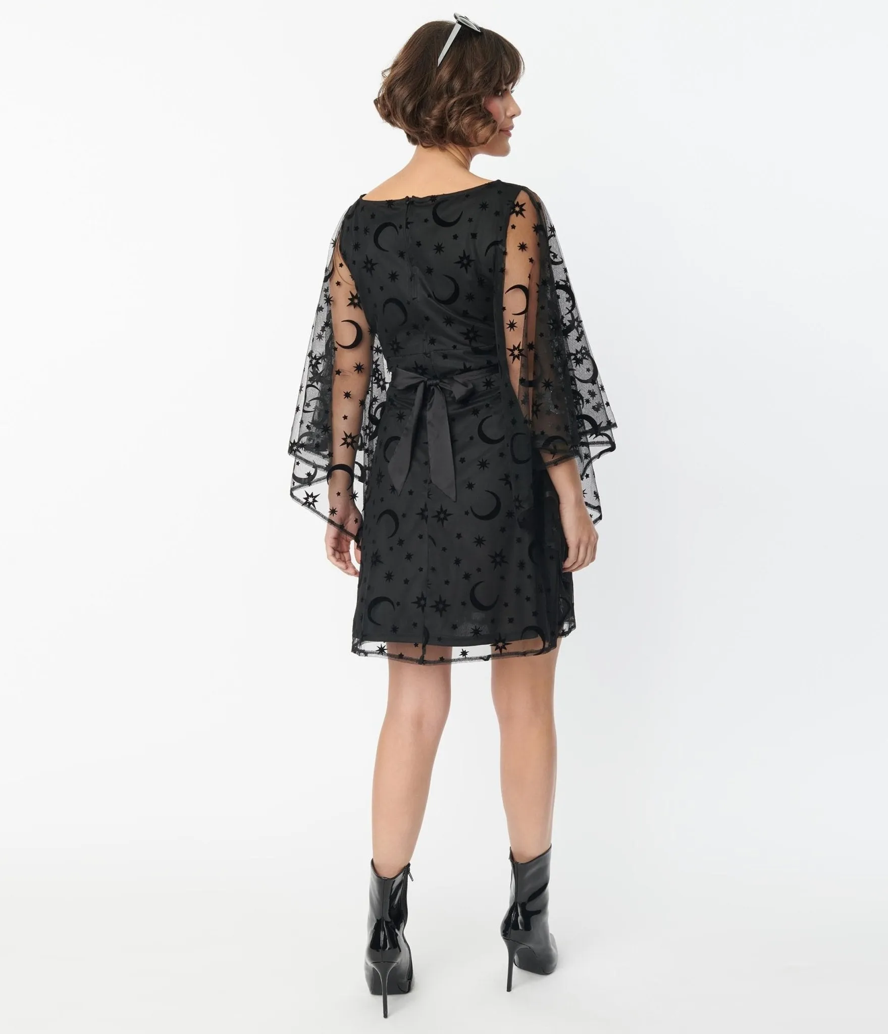 Smak Parlour Black Mesh Moon & Stars Social Climber Caftan sold by Unique Vintage product image thumbnail 3