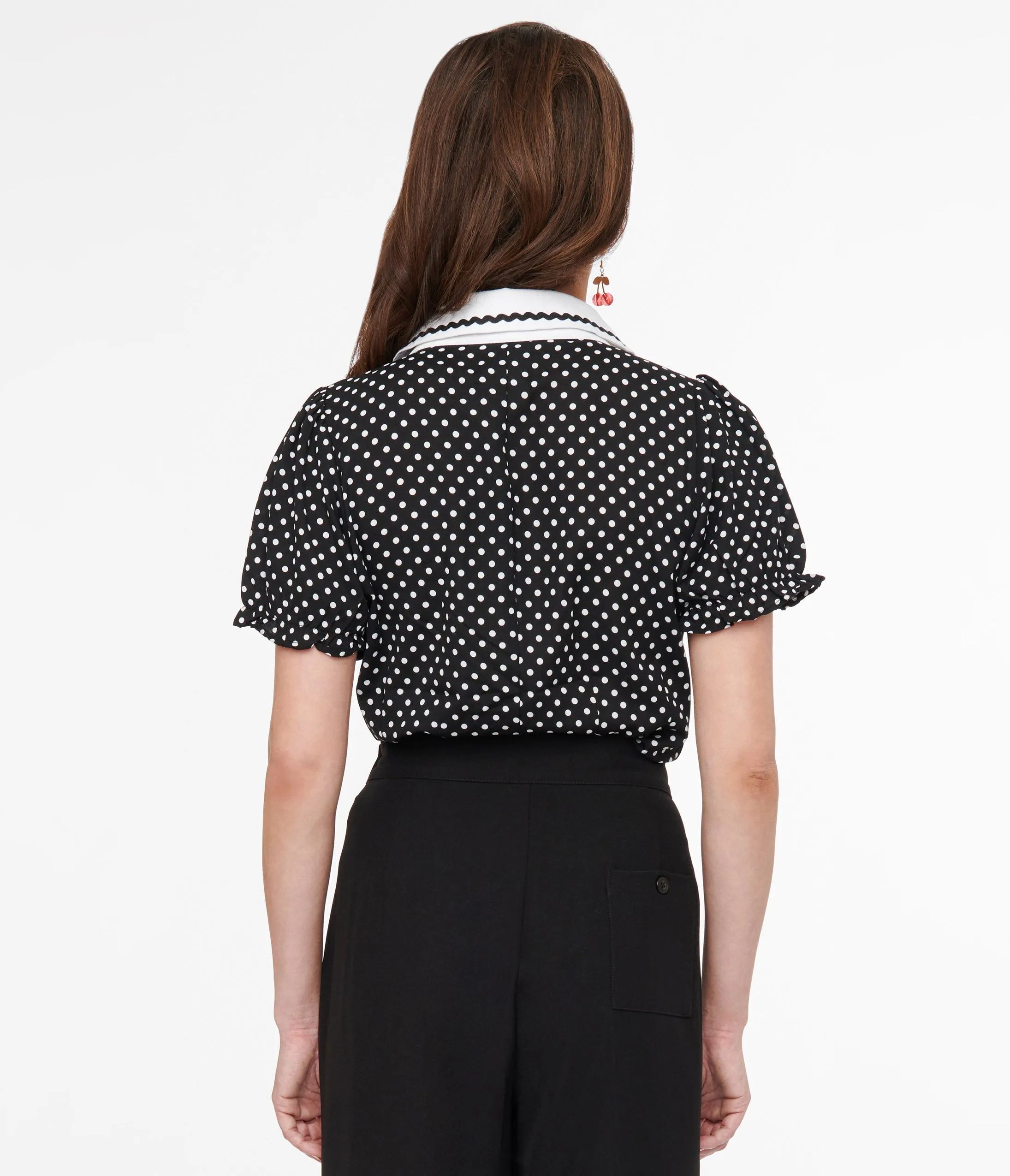 Hell Bunny 1950s Black & White Polka Dot Naomi Blouse sold by Unique Vintage product image thumbnail 2
