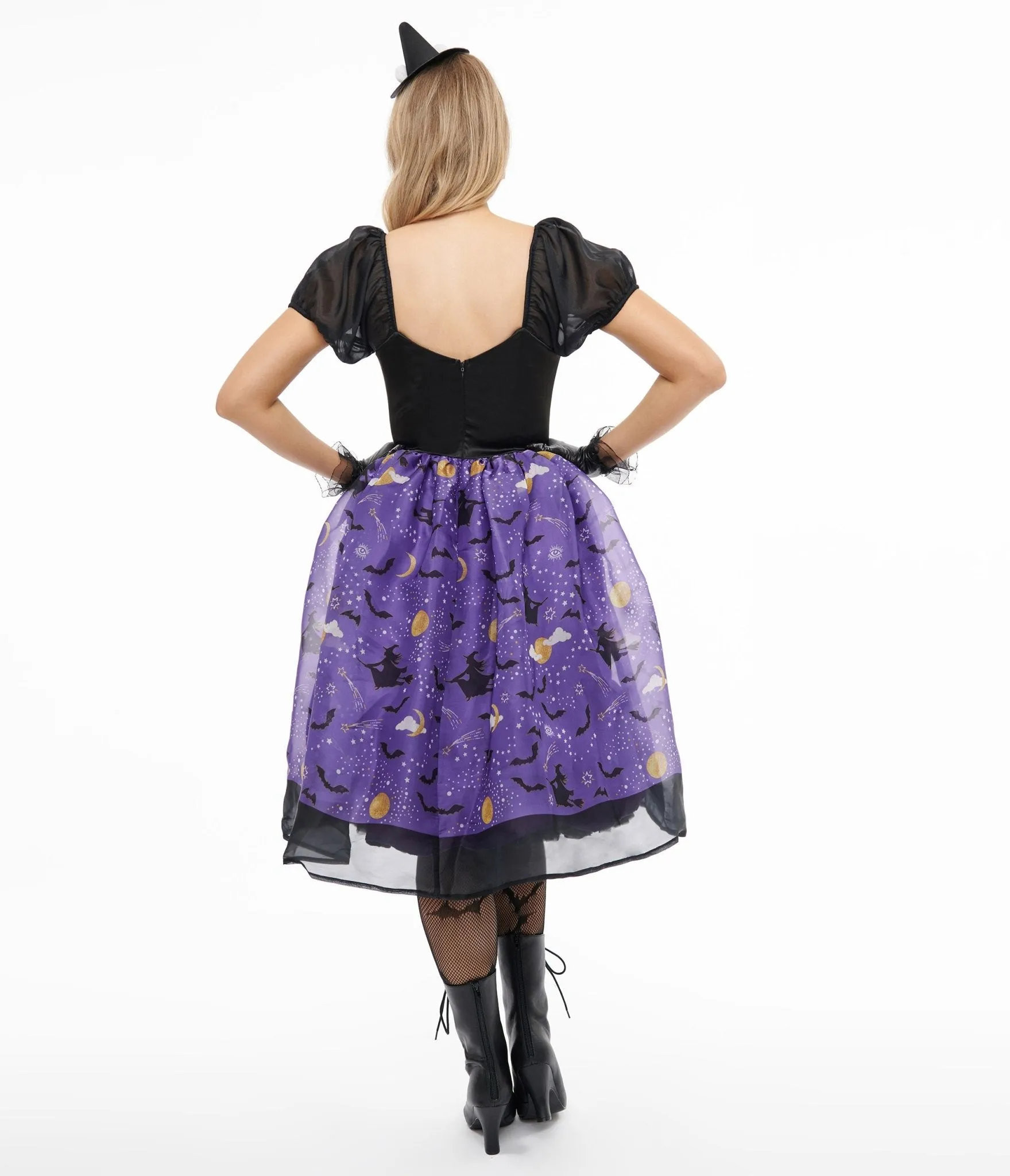 Unique Vintage Light Up 1950s Black & Purple Witch Swing Dress sold by Unique Vintage product image thumbnail 2