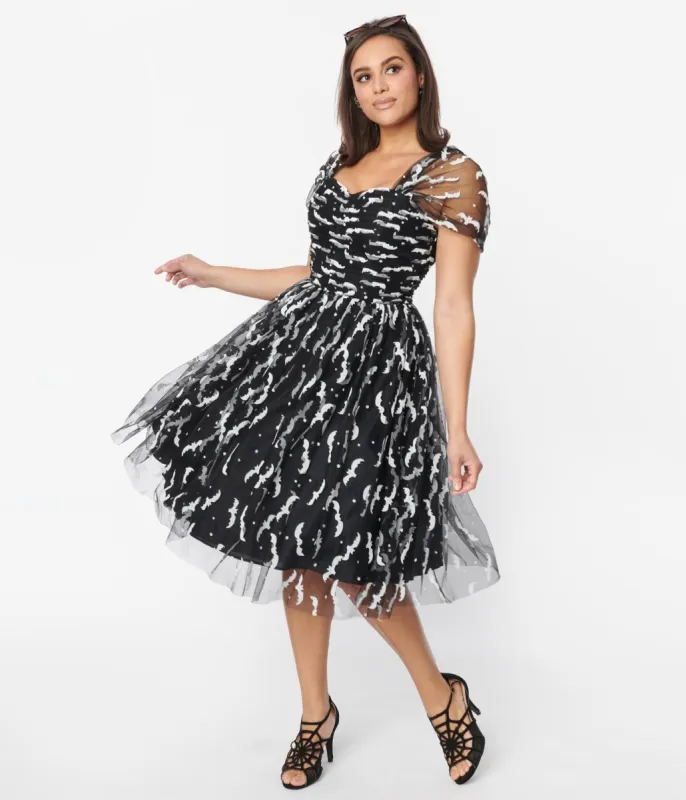 Unique Vintage Black Bats Garden State Swing Dress sold by Unique Vintage