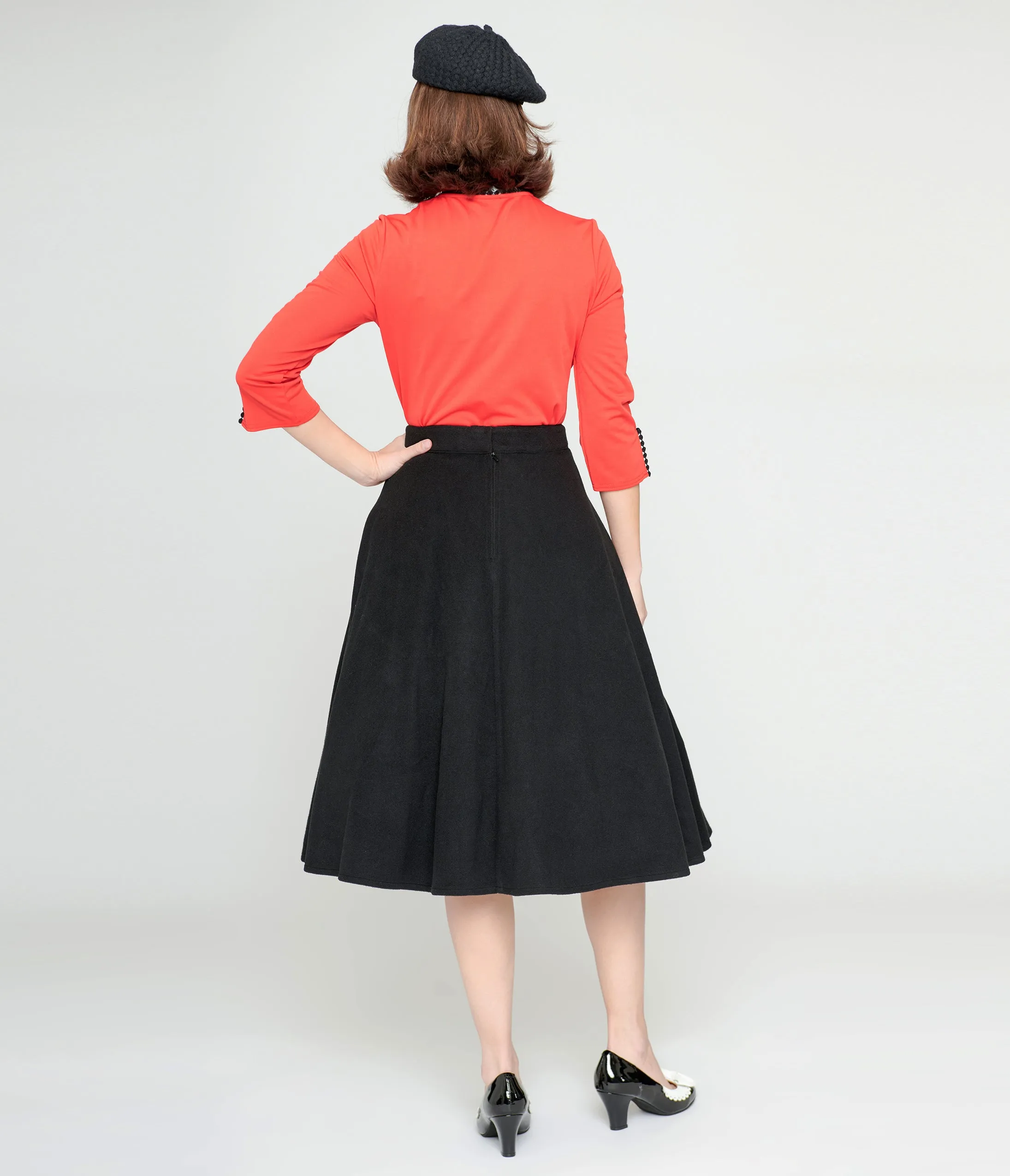Unique Vintage Black & Mushroom Soda Shop Swing Skirt sold by Unique Vintage product image thumbnail 3