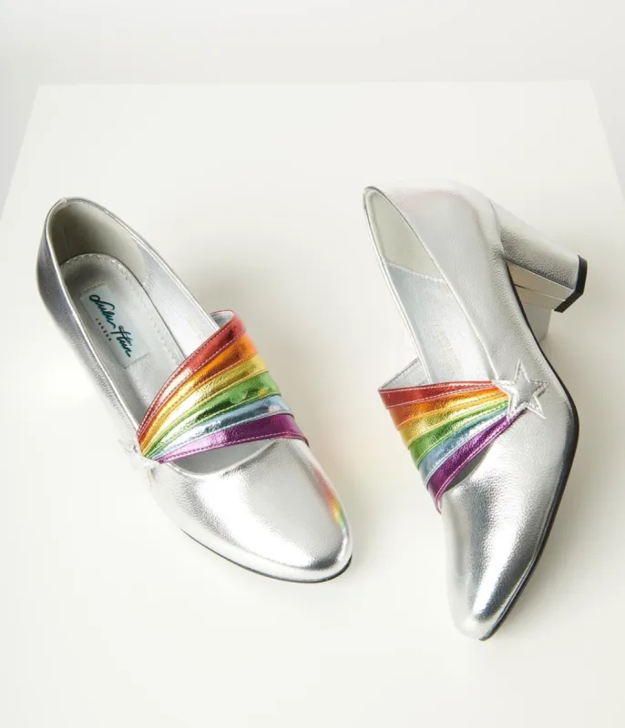 Collectif Silver & Rainbow Lara Heels sold by Unique Vintage