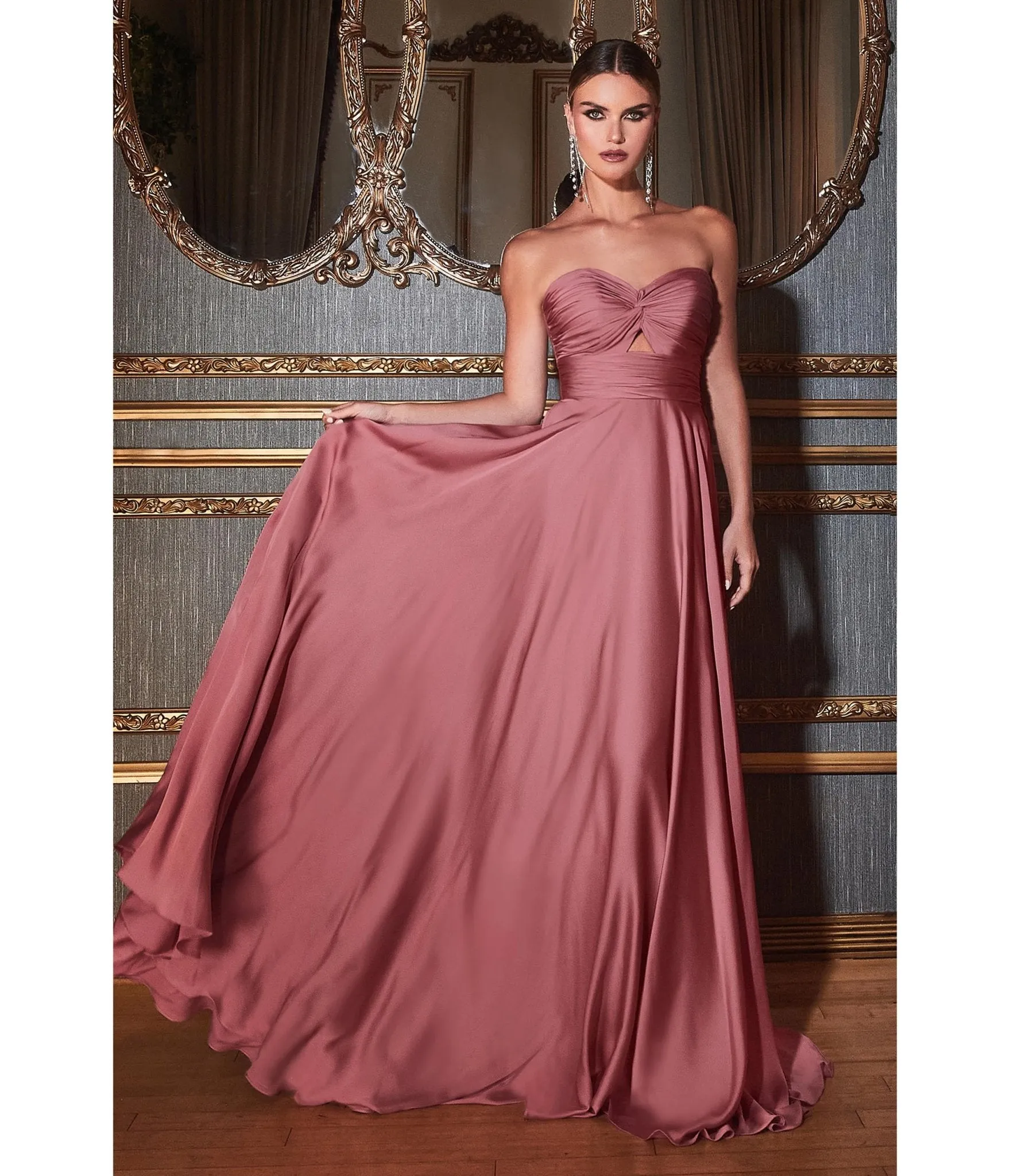 Ladivine by Cinderella Divine Mauve Rose Satin Strapless