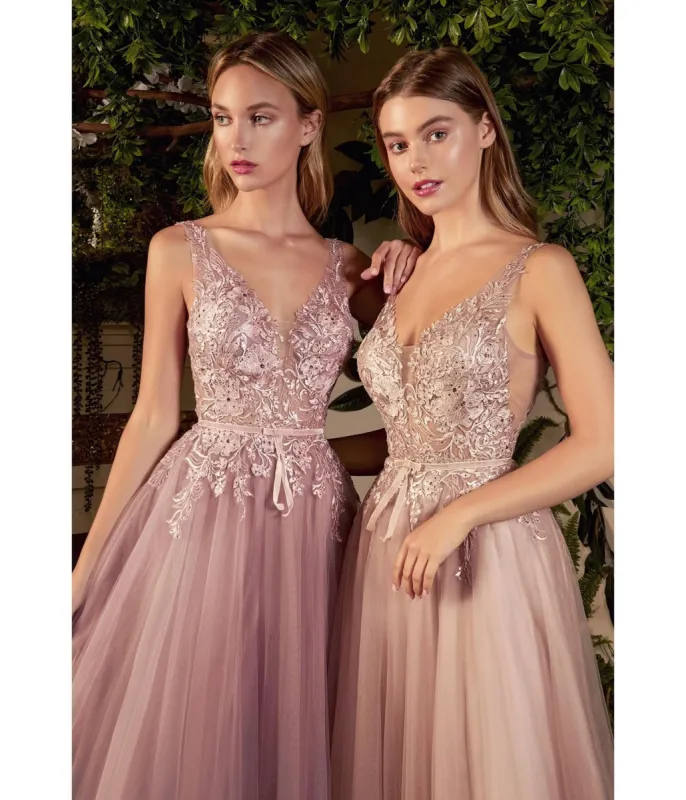 Cinderella Divine  Mauve Lace Tulle Bridesmaid Gown sold by Unique Vintage