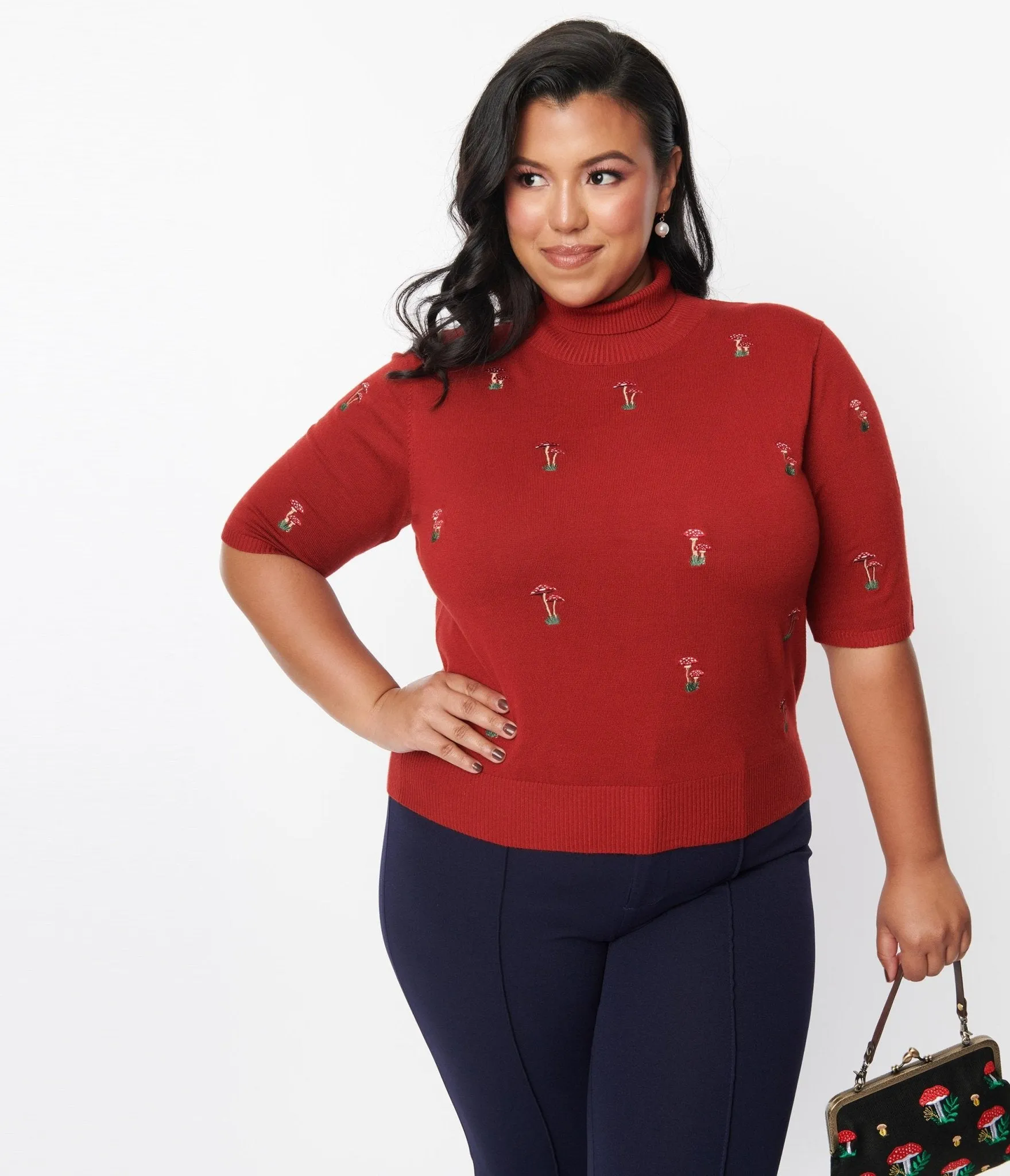 Burnt Orange Mushroom Dreams Sweater sold by Unique Vintage product image thumbnail 3