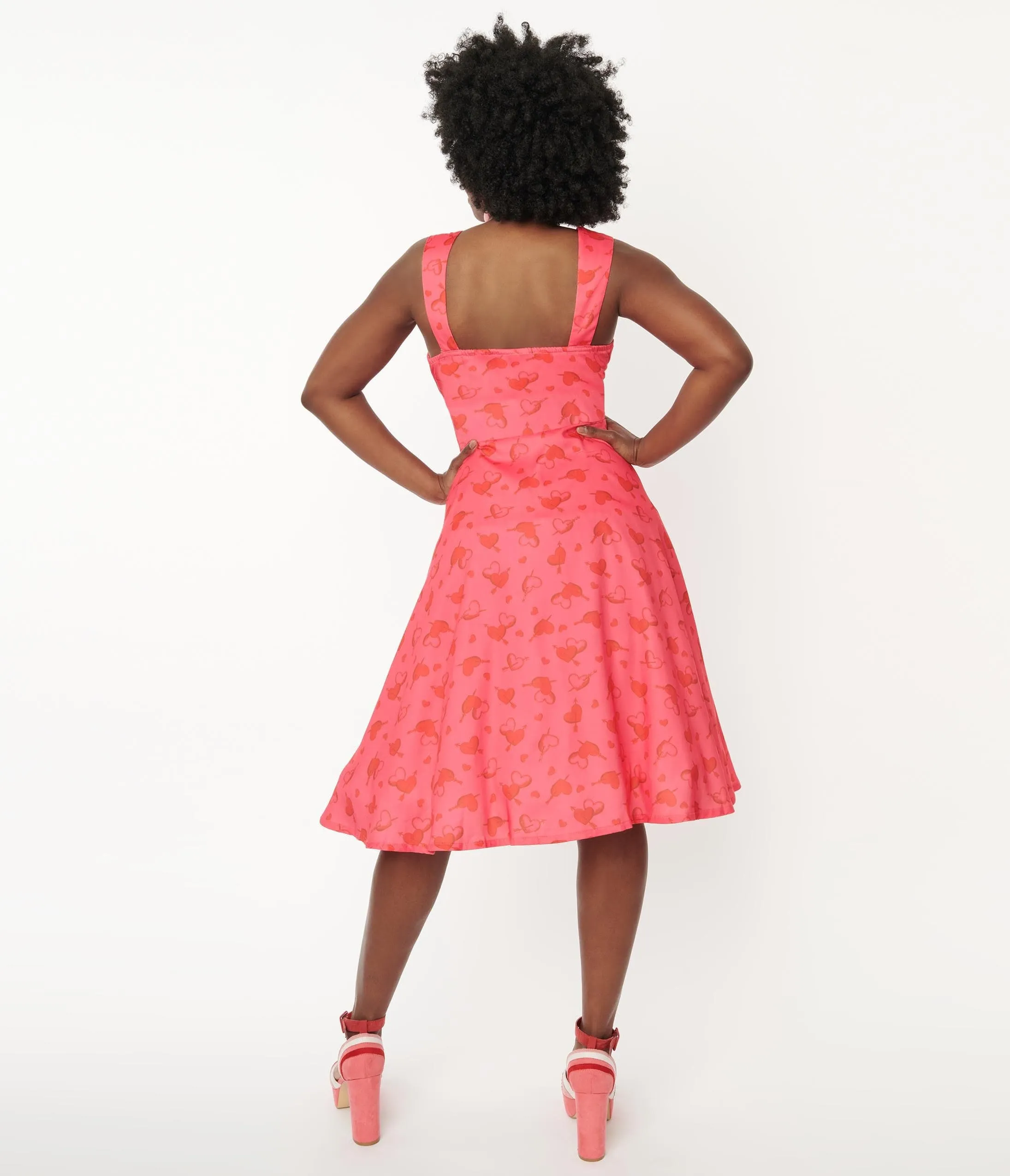 Voodoo Vixen Hot Pink Cupid Heart Gracie Swing Dress sold by Unique Vintage product image thumbnail 3