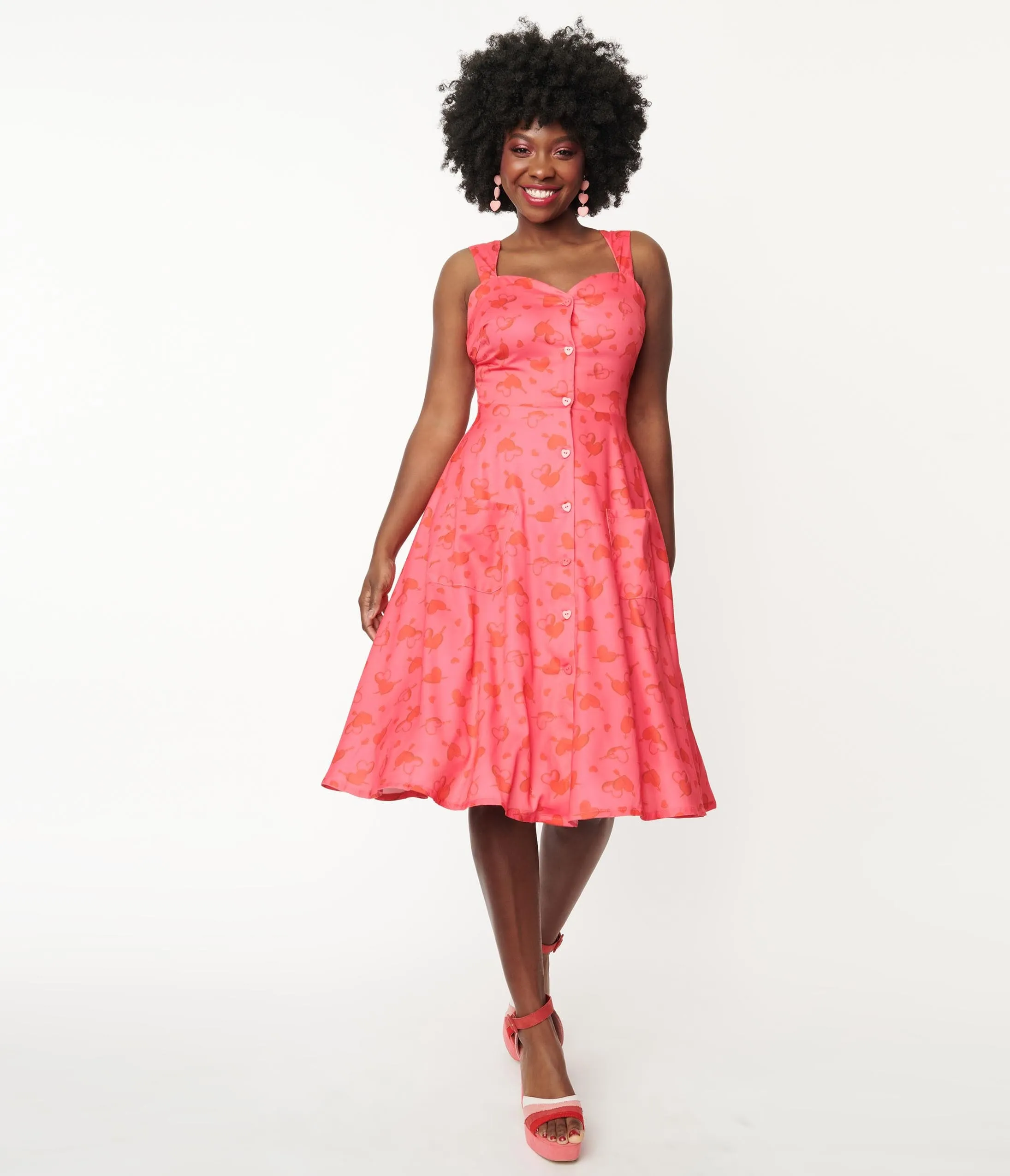 Voodoo Vixen Hot Pink Cupid Heart Gracie Swing Dress sold by Unique Vintage product image thumbnail 4