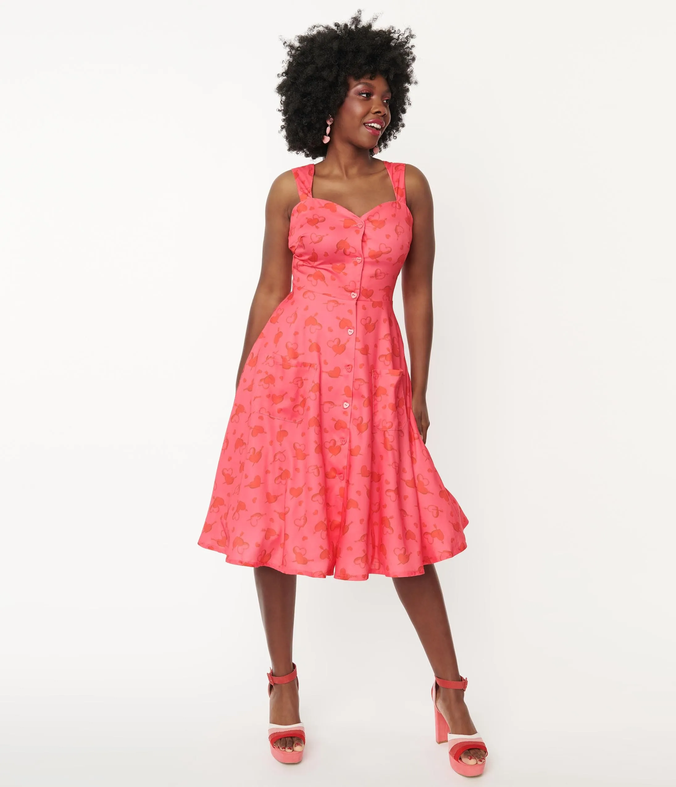 Voodoo Vixen Hot Pink Cupid Heart Gracie Swing Dress sold by Unique Vintage product image thumbnail 5