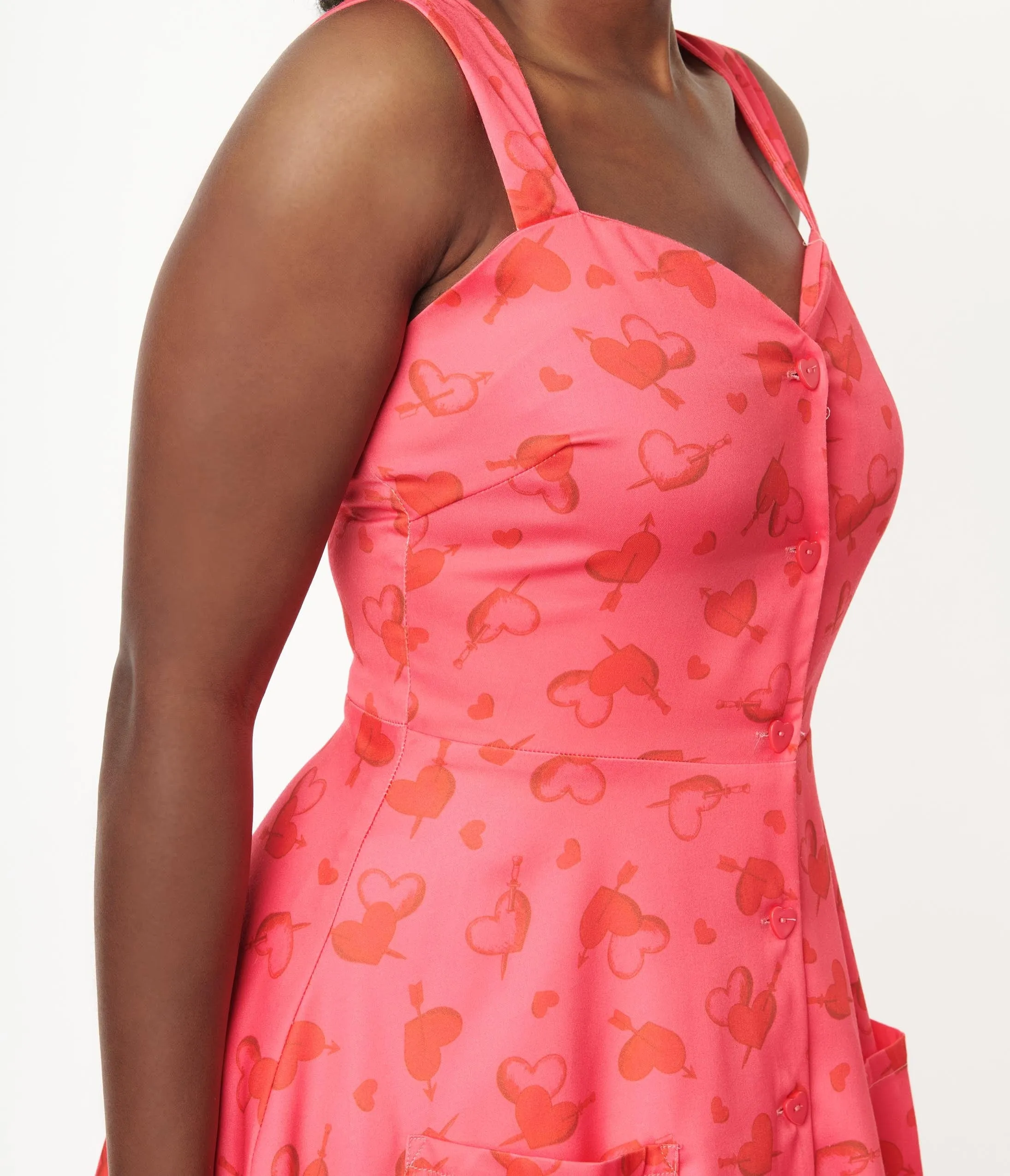 Voodoo Vixen Hot Pink Cupid Heart Gracie Swing Dress sold by Unique Vintage product image thumbnail 2