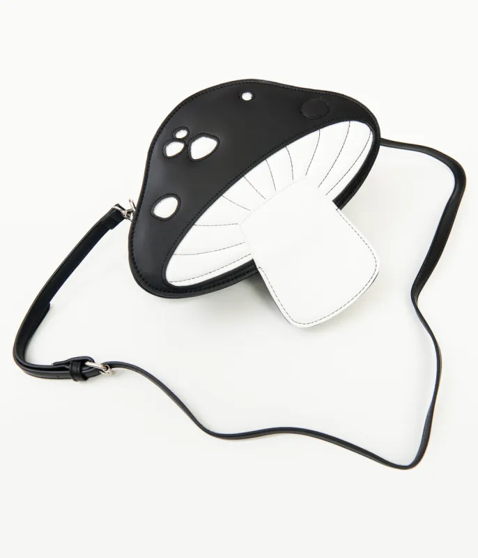 Black Mushroom Crossbody Bag made by Unique Vintage
