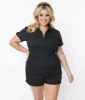 Unique Vintage Plus Size Black Mia Romper sold by Unique Vintage