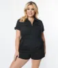 Unique Vintage Plus Size Black Mia Romper sold by Unique Vintage