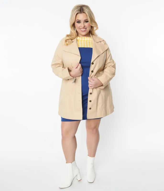 Smak Parlour Plus Size Khaki Belted Trench Coat sold by Unique Vintage