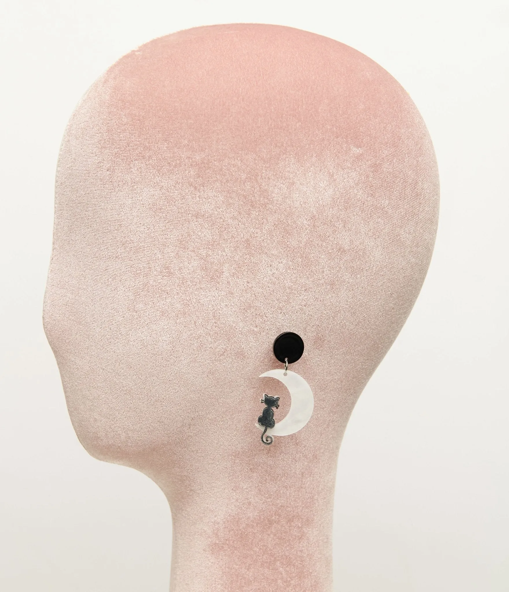 Black Moon Cat Acrylic Earrings sold by Unique Vintage product image thumbnail 2