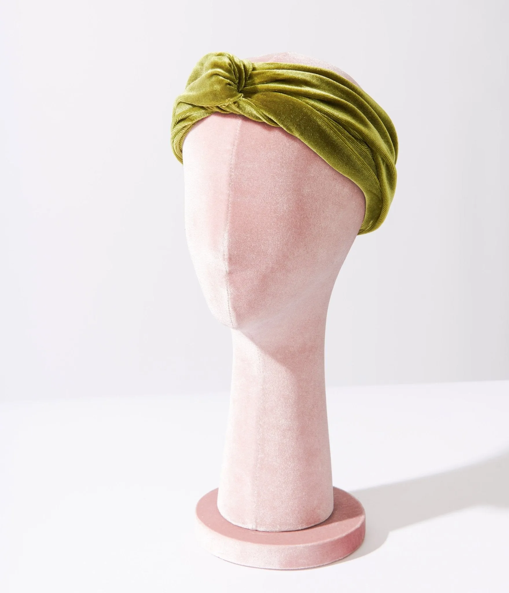 Olive Green Plush Velvet Twist Front Headband sold by Unique Vintage