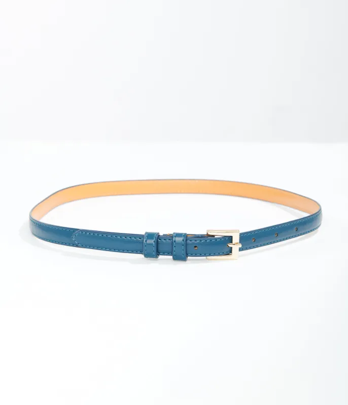 1950s Teal Skinny Leatherette Belt sold by Unique Vintage