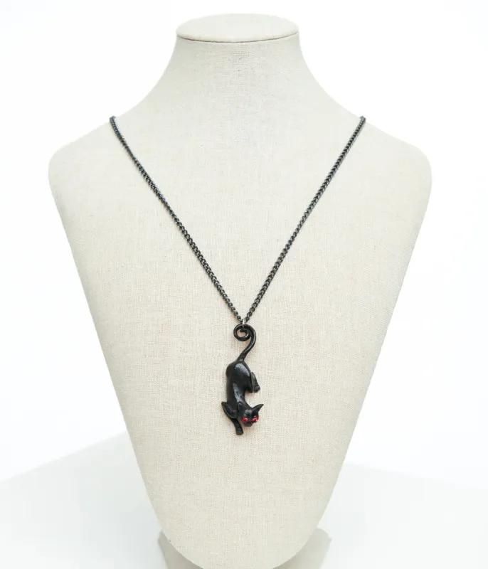 Black Cat Sith Pendant Necklace sold by Unique Vintage