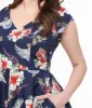 Hell Bunny 1950s Navy Floral & Cranes Cotton Swing Dress sold by Unique Vintage