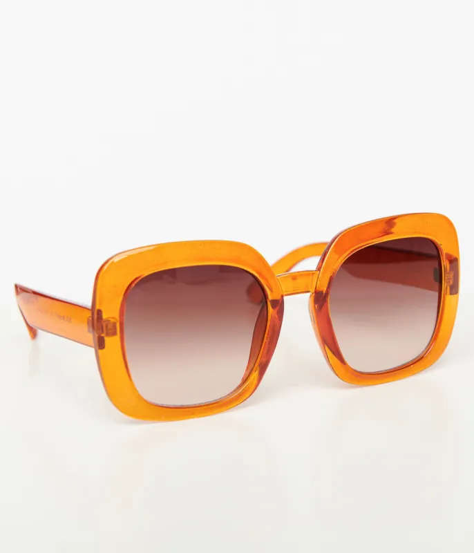 1970s Rust Orange Square Sunglasses sold by Unique Vintage