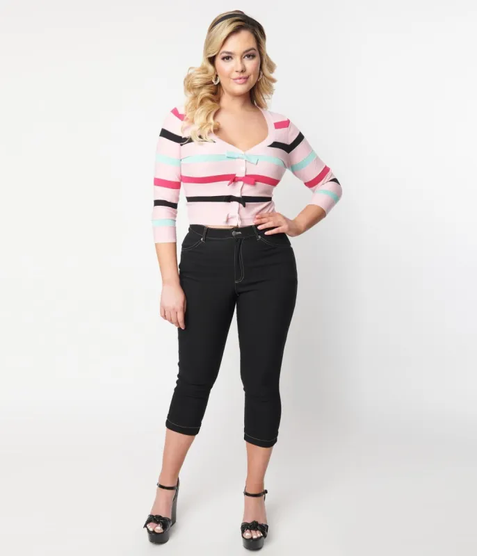 Unique Vintage Black Denim Bengaline Capris sold by Unique Vintage