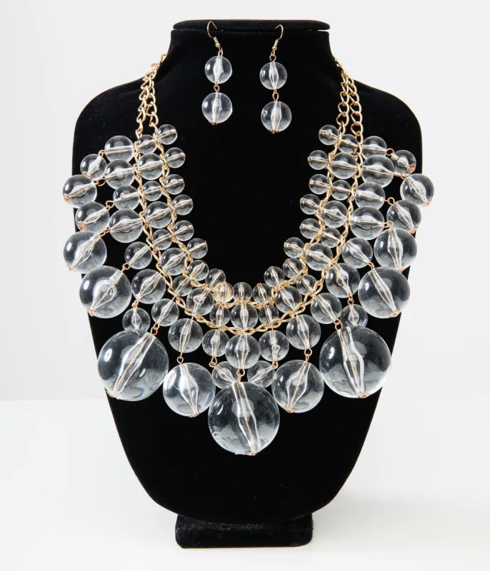 Acrylic Bubble Beads Necklace & Earrings Set sold by Unique Vintage