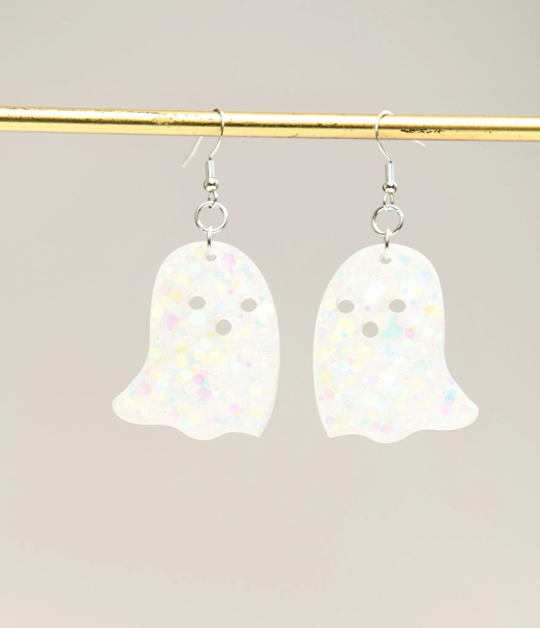 Glow in the Dark Glitter Ghost Earrings sold by Unique Vintage