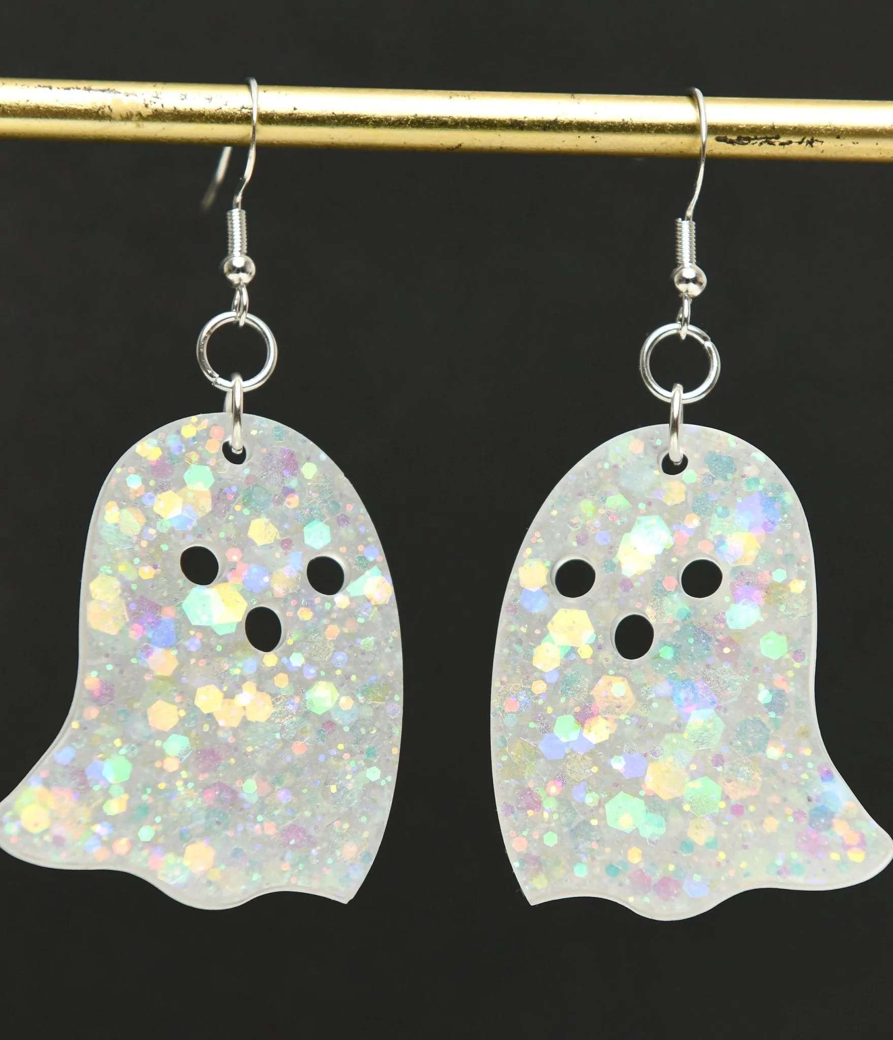 Glow in the Dark Glitter Ghost Earrings sold by Unique Vintage product image thumbnail 2