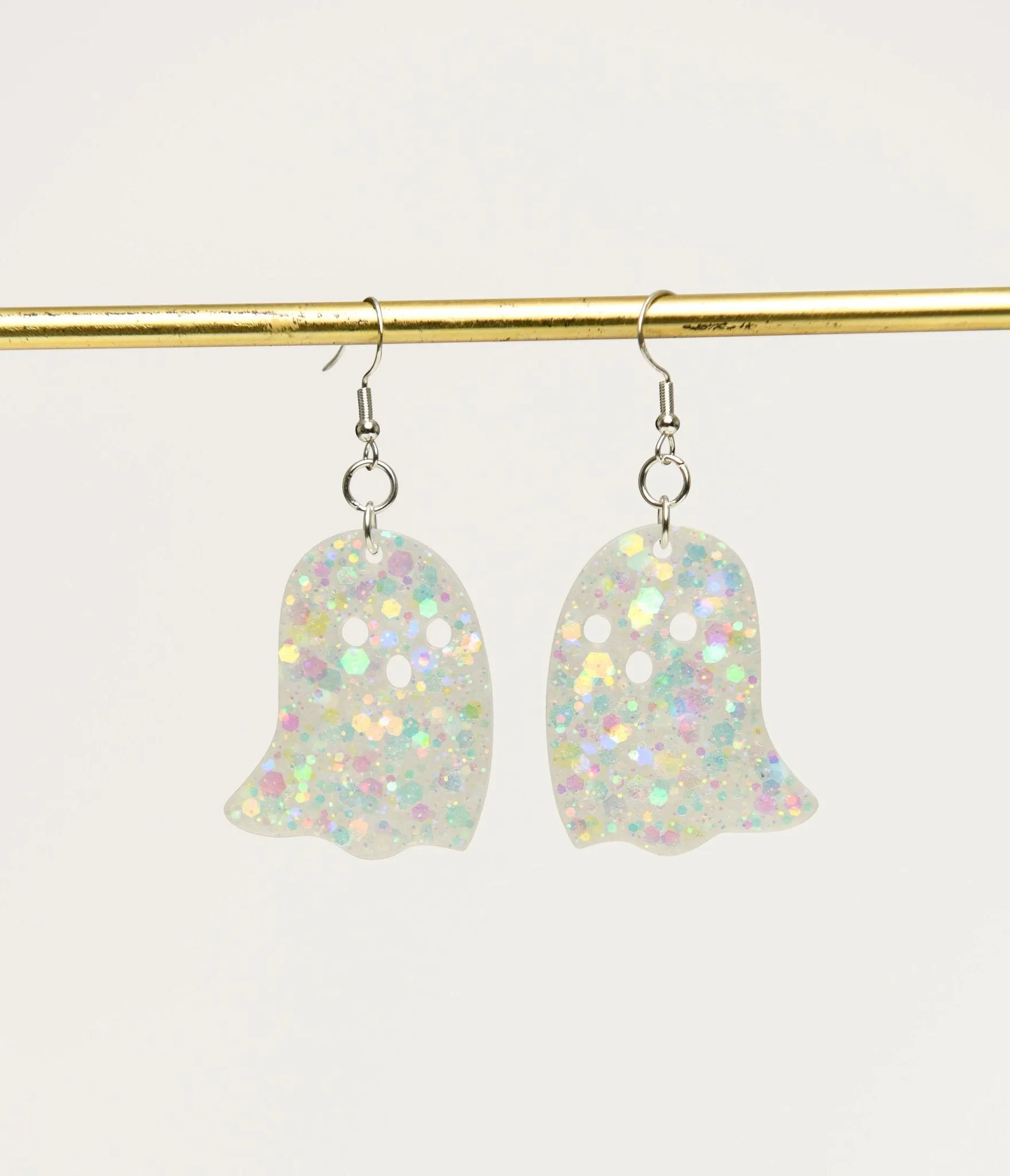 Glow in the Dark Glitter Ghost Earrings sold by Unique Vintage product image thumbnail 3