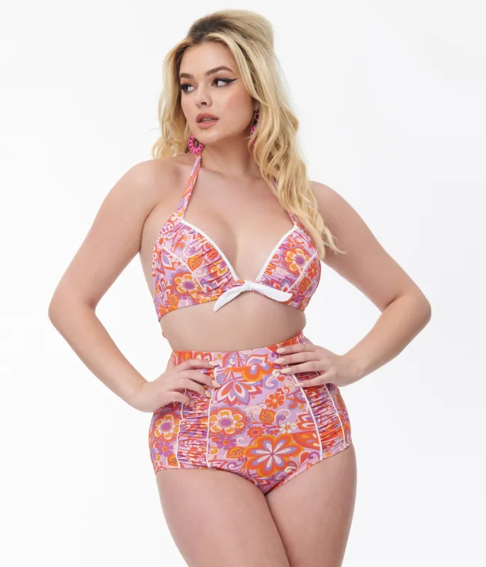 Unique Vintage Bohemian Floral Ruched Swim Bottom sold by Unique Vintage