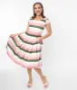 Collectif Pink & Green Stripe Swing Dress sold by Unique Vintage
