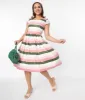 Collectif Pink & Green Stripe Swing Dress sold by Unique Vintage