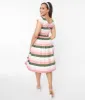 Collectif Pink & Green Stripe Swing Dress sold by Unique Vintage