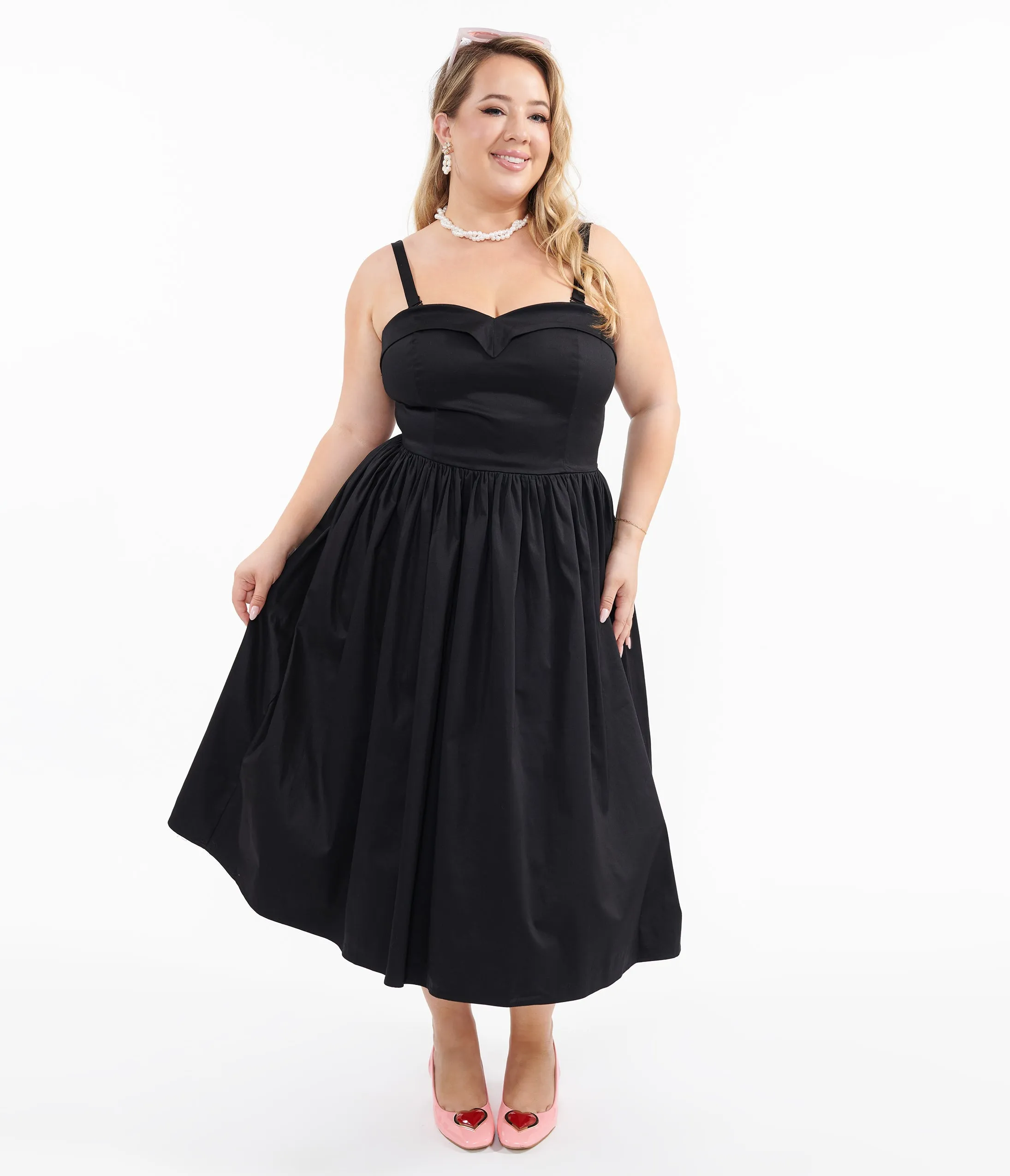 Collectif Plus Size 1950s Black Kiana Swing Dress sold by Unique Vintage product image thumbnail 3
