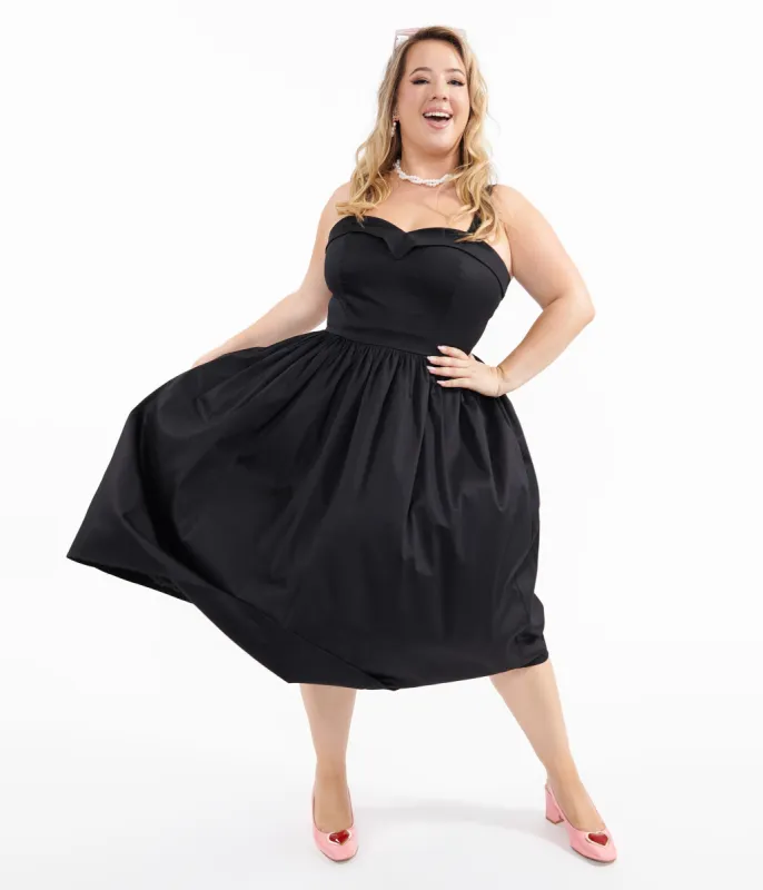 Collectif Plus Size 1950s Black Kiana Swing Dress made by Collectif