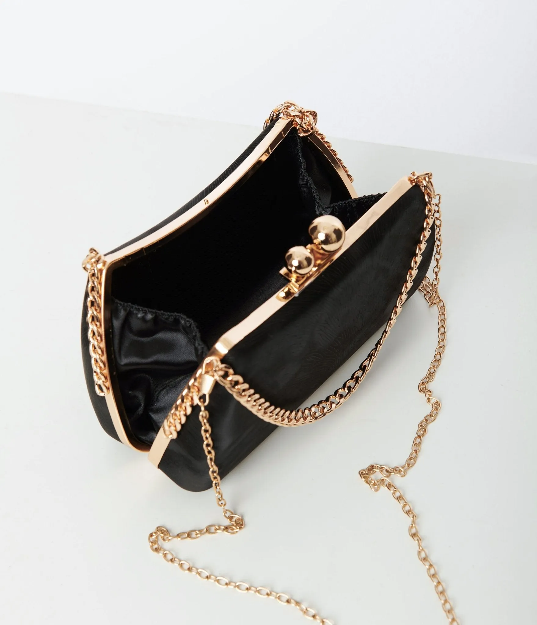 Black & Gold Textured Clutch Hand Bag sold by Unique Vintage product image thumbnail 2