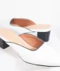 White Leatherette Beaded Piping Pointed Toe Mule sold by Unique Vintage