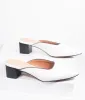 White Leatherette Beaded Piping Pointed Toe Mule sold by Unique Vintage