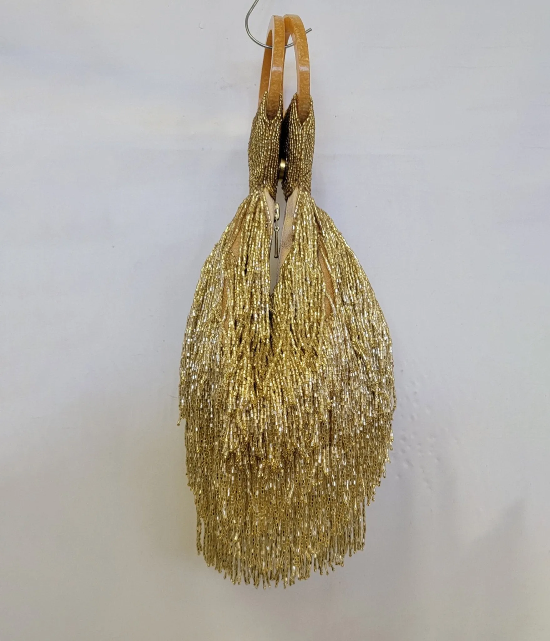 1920s Gold Beaded Fringe Wristlet sold by Unique Vintage