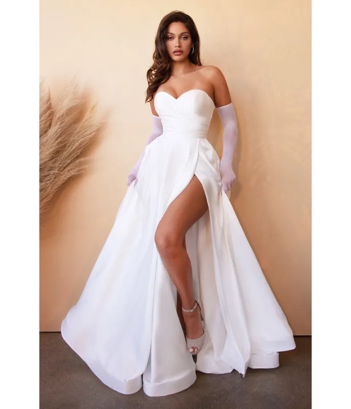 Ladivine by Cinderella Divine White Strapless Sweetheart Satin Bridal Gown sold by Unique Vintage