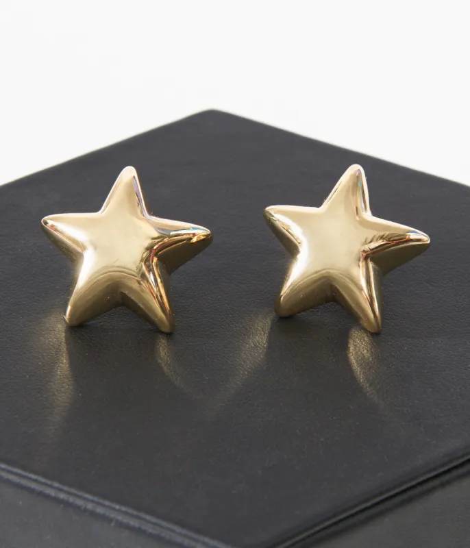 14K Gold Dipped Star Stud Earrings sold by Unique Vintage