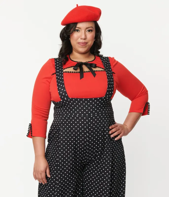 Unique Vintage Plus Size Red Cutout Neck Tie Top sold by Unique Vintage