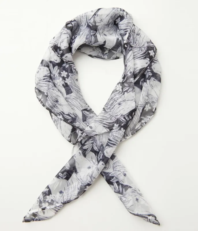 Unique Vintage Wild Horses Print Hair Scarf sold by Unique Vintage